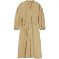 BOSS Robe-chemise en popeline de coton avec ceinture à œillet