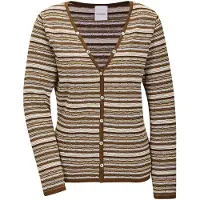 MADELEINE Cardigan marron / jaune pastel / blanc perle