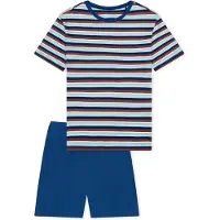 Schiesser Pyjama ' Nightwear ' bleu foncé / blanc cassé