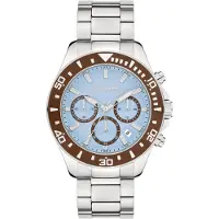 s.Oliver Montre à affichage analogique bleu clair / marron / argent