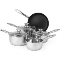 Russell Hobbs Set de 5 poêles Collection Classic Poêle en acier inoxydable avec casseroles