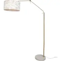 QAZQA Lampadaire doré réglable avec abat-jour rayé blanc et beige 50cm - Editor