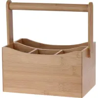 Excellent houseware Porte-ustensiles de cuisine - 20 x 14 x 24 cm - bois de bambou - avec poignée