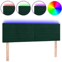 vidaXL Tête de lit LED vert foncé 144x5x78/88 cm velours