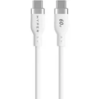 Hyper "HyperJuice Câble de Charge USB-C à USB-C en Silicone – Puissance de Charge de 60W – Durabilité Supérieure – Compatible avec Plus de 1000 Appareils USB-C" - Blanc