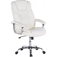 Beliani Chaise de bureau beige clair en cuir synthétique pivotante avec roulettes, hauteur d'assise réglable, bureau, bureau