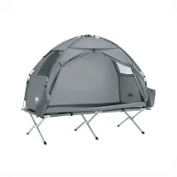 SoBuy OGS32-II-HG 1 personne 4in1 Tente sur pilotis avec sac à roulettes Lit de camping étanche sans matelas Tente de pêche 193x188x145cm jusqu'à 180 kg