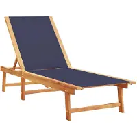 vidaXL Chaise longue Bleu Bois massif Acacia et Textilène
