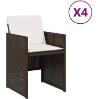 vidaXL Chaises de jardin avec coussins 4 pcs. Marron Poly Rattan