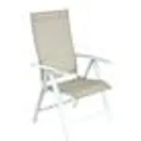 Vita Fauteuil Multiposition - Elegance - Aluminium - Toile Tpep Crème/Chevron - Pliant