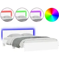 vidaXL Cadre de lit avec tête de lit et éclairage LED blanc 150x200 cm