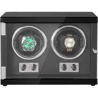 Vevor Remontoir Montre Automatique Capacité 2 Montres Écrin pour Montres Automatiques avec 2 Moteurs Japonais Mabuchi Silencieux 5 Modes de Remontage en Panneau Haute Densité et Acrylique LED Bleu