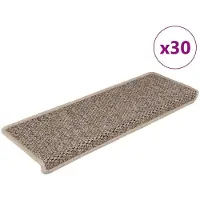 vidaXL Tapis d'escalier autocollants 30 pcs 65x21x4 cm beige foncé