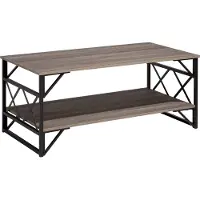 Beliani Table basse marron noir taupe 61 x 120 cm, bois, ressemble à une industrie moderne rectangulaire