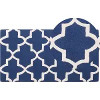 Beliani Tapis bleu 80 x 150 cm motif marocain à poils courts SILVAN (150 x 80 cm)