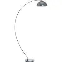 Beliani Lampadaire métal argenté 188 cm chrome long abat-jour rond câble avec look industriel avec lampe à arc