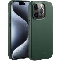 Accezz Coque arrière en cuir avec MagSafe pour Apple iPhone 15 Pro - Cedar Green
