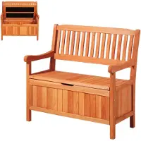 Vevor Banc de Rangement Extérieur en Bois Coffre de Jardin 125 L Banc de Terrasse 2 en 1 avec Poignée Latérale