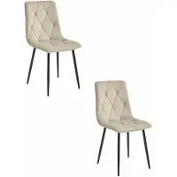 Leobert Chaise - - Libra - Velours Beige Clair/Pieds Noirs - Lot De 2