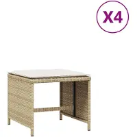 vidaXL Tabourets de jardin et coussins lot de 4 beige 41x41x36cm rotin