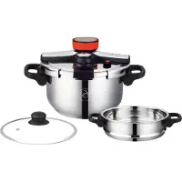 ROYAL SWISS Cuisinières à pression, cuiseurs à vapeur, 2-en-1 : cocotte minute de 10 litres en acier inoxydable, compatible induction, avec couvercle en verre, marque