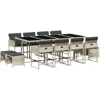 vidaXL Salon de jardin 13 pièces avec coussins gris clair Poly rotin