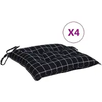 vidaXL Coussins De Chaise 4 Pcs Carreaux Noir 50x50x7 Cm Tissu