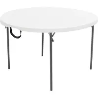 Big Buy Cooking Table pliante Lifetime, blanche, dimensions : 122 x 73,5 x 122 cm, en acier et plastique