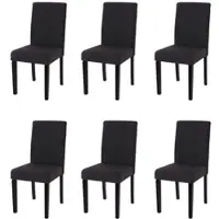 Generique Lot de 6 chaises de séjour Littau tissu noir, pieds foncés