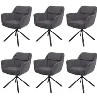 Mendler Lot de 6 chaises de salle à manger HWC-K33, chaise de cuisine, pivotante Auto-Position, tissu/textile gris corde