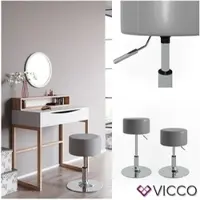 Vicco Tabouret Design Gris 33.5x67cm pour table de maquillage, Model 28611