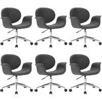 vidaXL Chaise de salle à manger pivotante 6 pcs. Gris Tissu