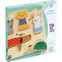 Djeco Wooden Block Puzzle Pets boîte à formes 12m+ 1 pcs