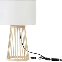 Lyora Lampe de table Lois Bois avec capot blanc
