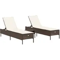 vidaXL Ensemble de 3 chaises longues avec support Marron Poly Rattan