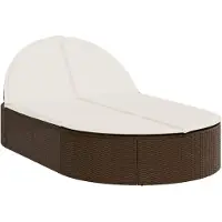 vidaXL Bain de soleil double avec coussins Marron Poly Rattan