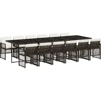 vidaXL Ensemble de jardin 13 pièces avec coussins Marron Poly rotin