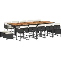 vidaXL Ensemble de jardin 15 pièces avec coussins Noir Poly Rattan