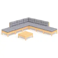 vidaXL Ensemble de jardin lounge 8 pièces avec coussins gris en pin