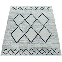 Paco Home Tapis plat d'intérieur et d'extérieur Motif géométrique scandinave Blanc et bleu Dimensions 120 x 170 cm