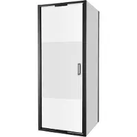 Luca Varess Vidor In paroi de douche avec porte pivotante et paroi latérale fixe 80 x 80 cm verre transparent avec bande matte profil noir mat