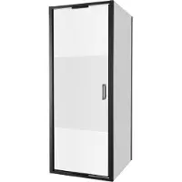 Luca Varess Vidor In paroi de douche avec porte pivotante et paroi latérale fixe 80 x 90 cm verre transparent avec bande matte profil noir mat