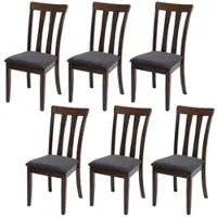 Mendler Lot de 6 chaises de salle à manger HWC-G46 tissu/textile bois massif cadre foncé, gris foncé