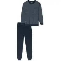 Schiesser Pyjama long ' Comfort Essentials ' bleu nuit / gris