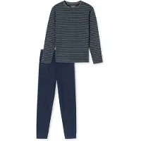Schiesser Pyjama long bleu marine / gris foncé