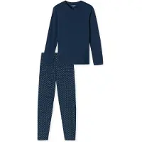 Schiesser Pyjama long bleu marine / bleu foncé / blanc