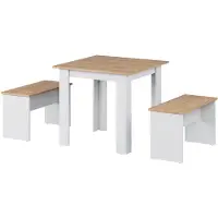 Vicco Set de table à manger Sentio Chêne doré/blanc 80x80cm avec 2 bancs, Model 53278