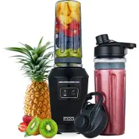 Moa Blender - - Blender to Go - Mini Blender - 2 gobelets en Tritan de 600ml - Smoothie Maker - 800W - Noir - MB10B
