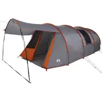 vidaXL Tente tunnel 4 personnes, gris et orange, 740 x 370 x 220 cm