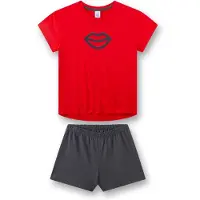 Sanetta Pyjama 'Lippe' anthracite / rouge